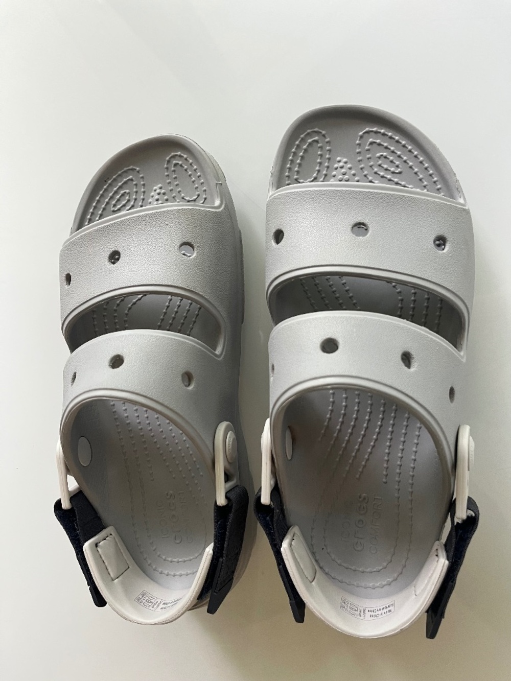 Iconic Comfort Crocs All Terrain Strap Sandals, Light Grey M6 W8